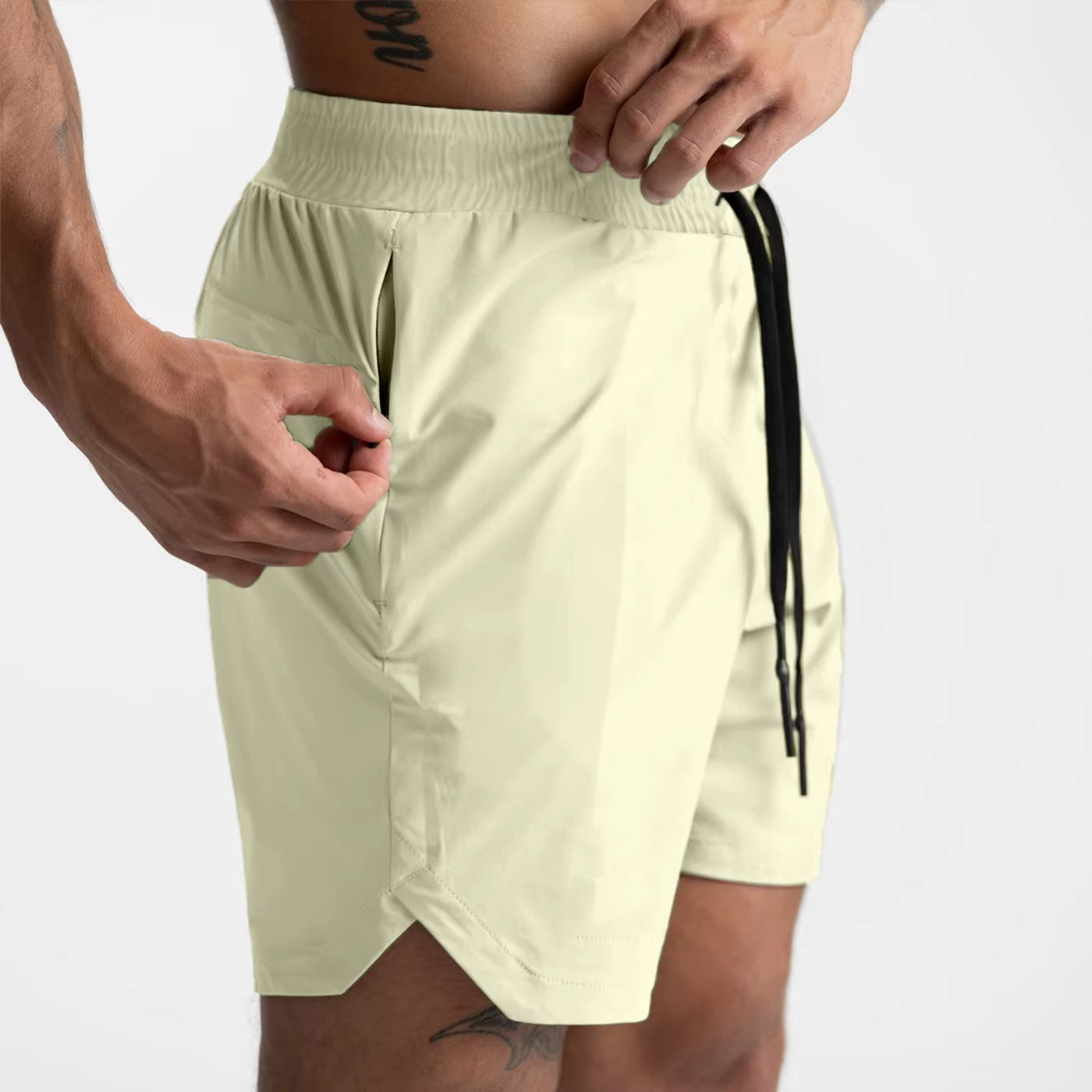 Shorts Single Woven Quick Dry Shorts Solid Color Running Fitness Sports Casual American Style Five Quarter Pants for Men