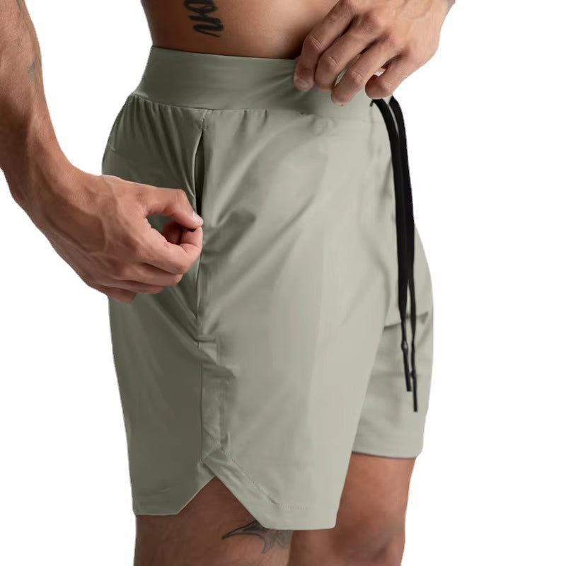 Shorts Single Woven Quick Dry Shorts Solid Color Running Fitness Sports Casual American Style Five Quarter Pants for Men