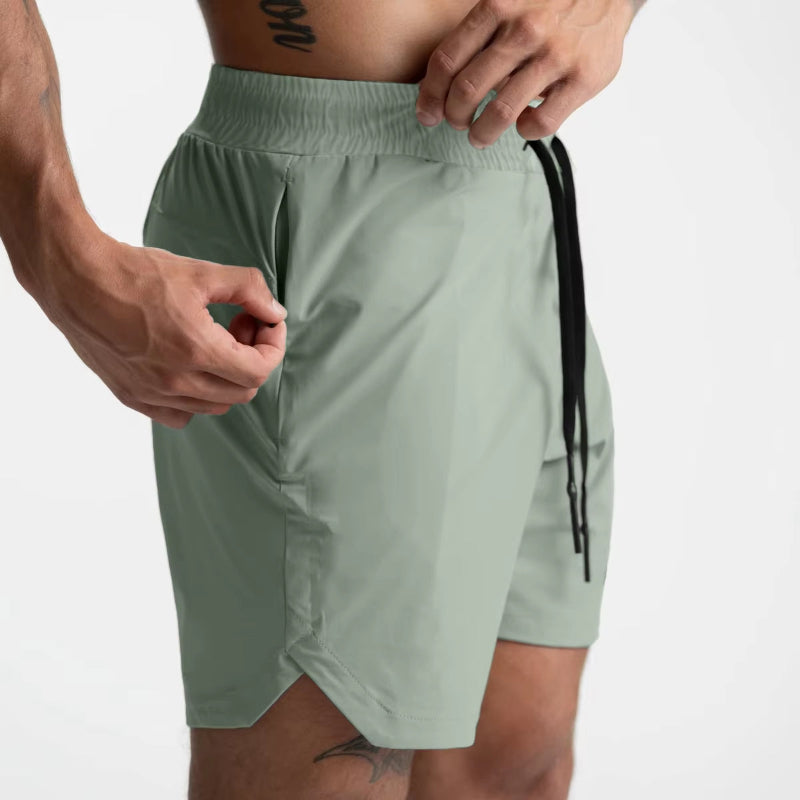 Shorts Single Woven Quick Dry Shorts Solid Color Running Fitness Sports Casual American Style Five Quarter Pants for Men