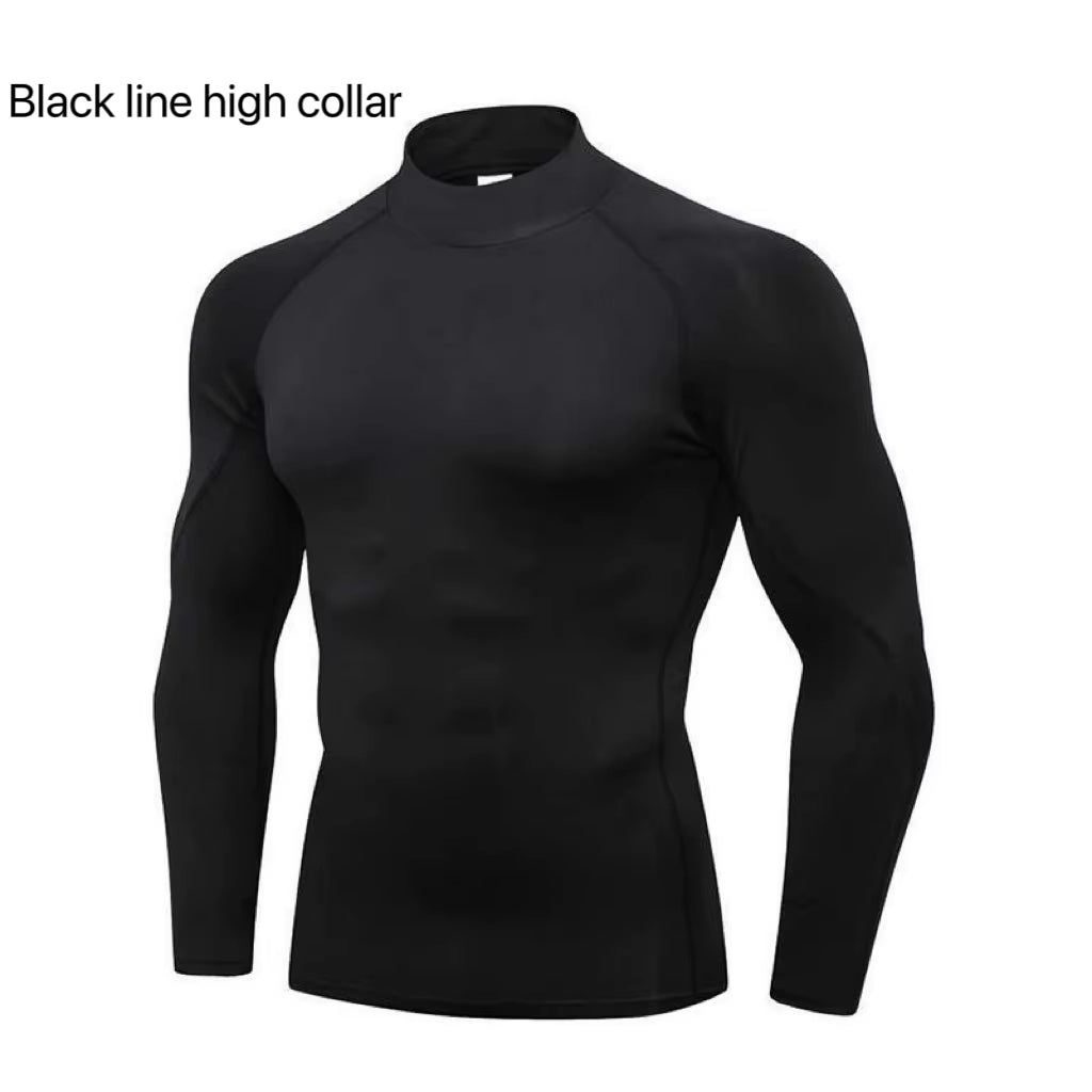 Men'S Workout Compression Shirt Quick Dry Running T-Shirt Turtleneck Long Sleeve Rash Guard Gym Base Layer Athletic Undershirt
