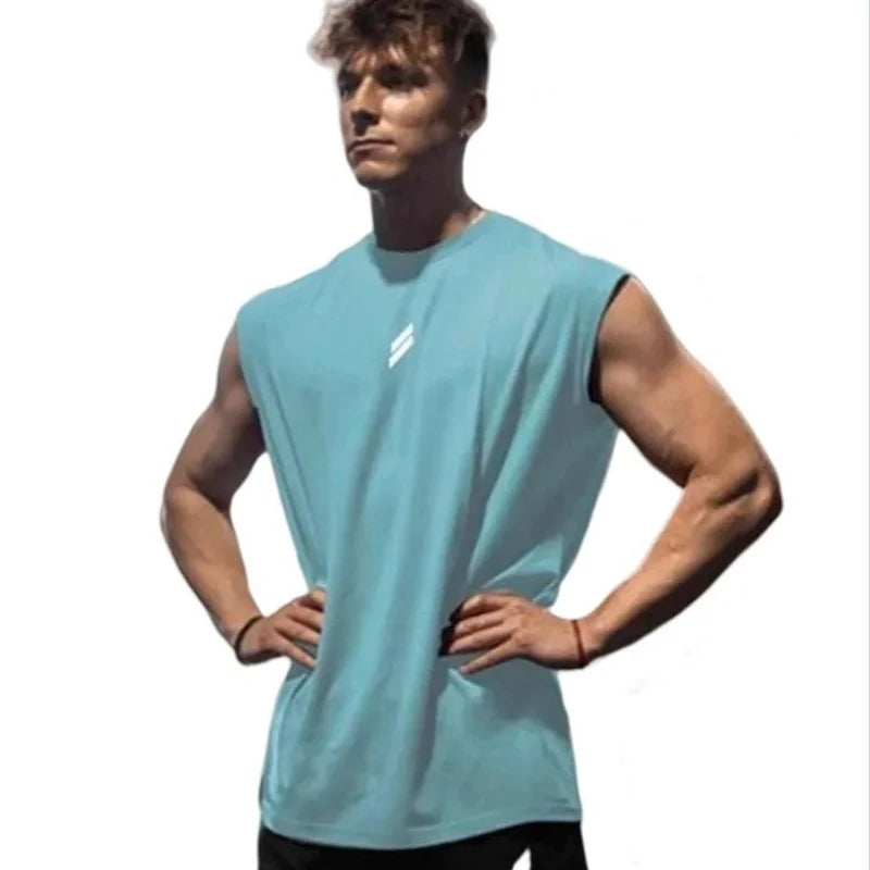 NEW Summer Fitness Sports Tank Top Men Breathable Loose Mesh Training Sleeveless T-Shirt Quick Drying Vest Male Fitness Clothing