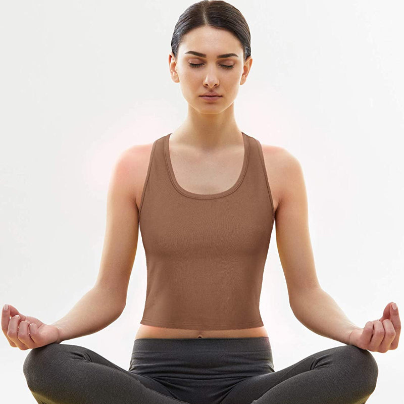 4 Pieces Basic Workout Crop Tank Tops Sleeveless Racerback Sport Tank Top for Women Yoga Running