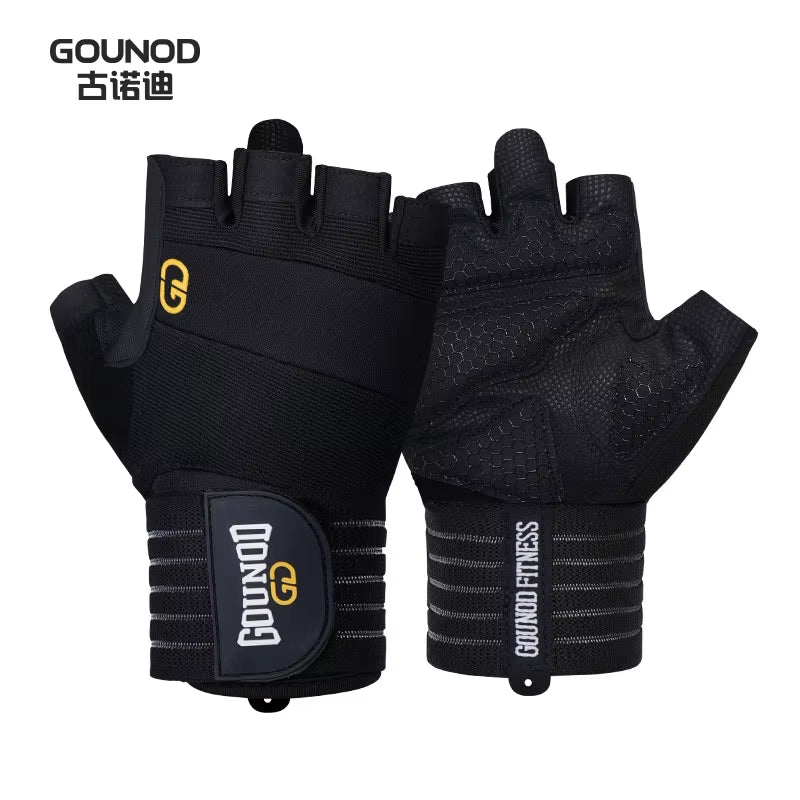 Weightlifting Gloves Wristband Support Breathable Anti-Slip Sports Gym Gloves Bodybuilding Powerlifting Fitness Training