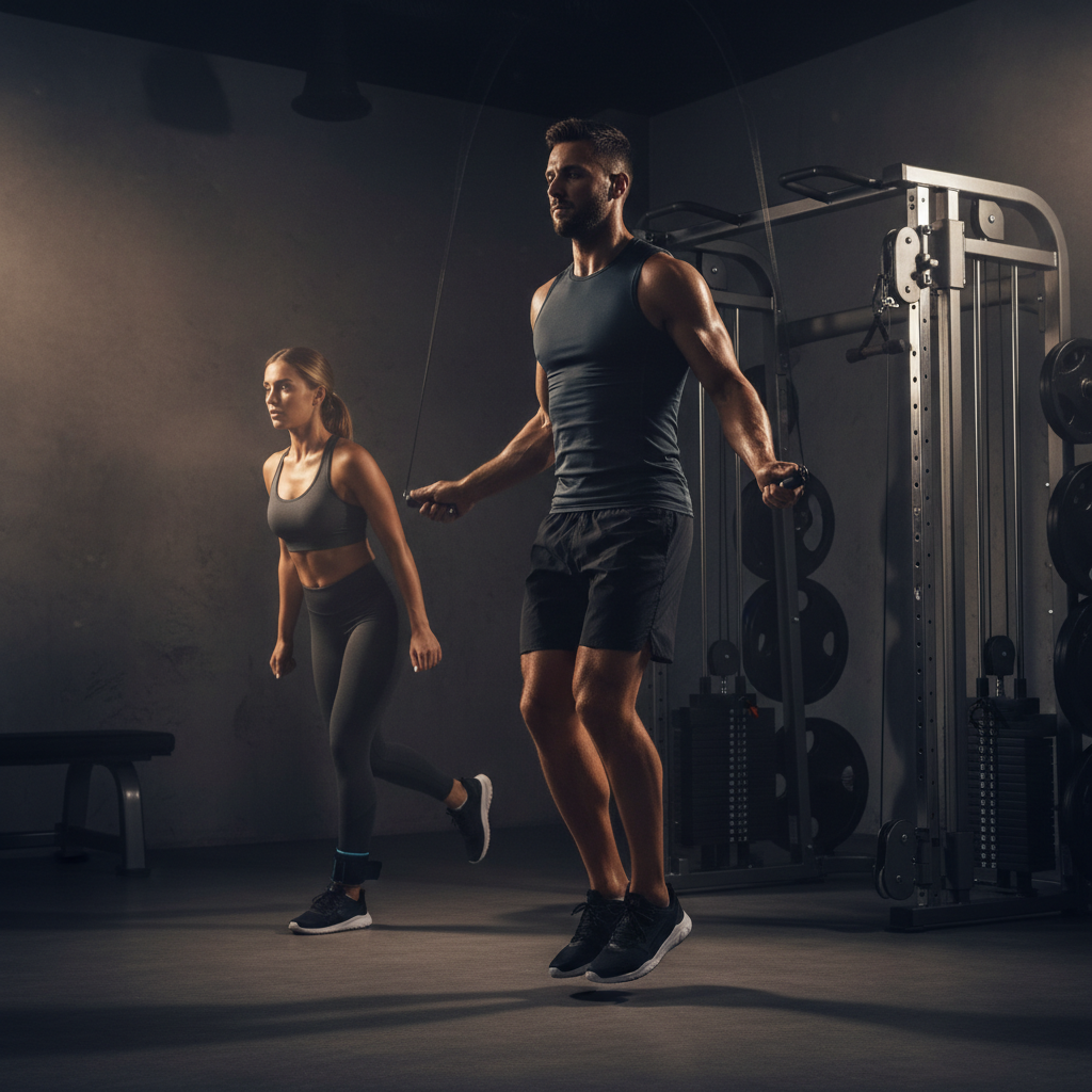 Entrenamiento profesional con iluminación dramática